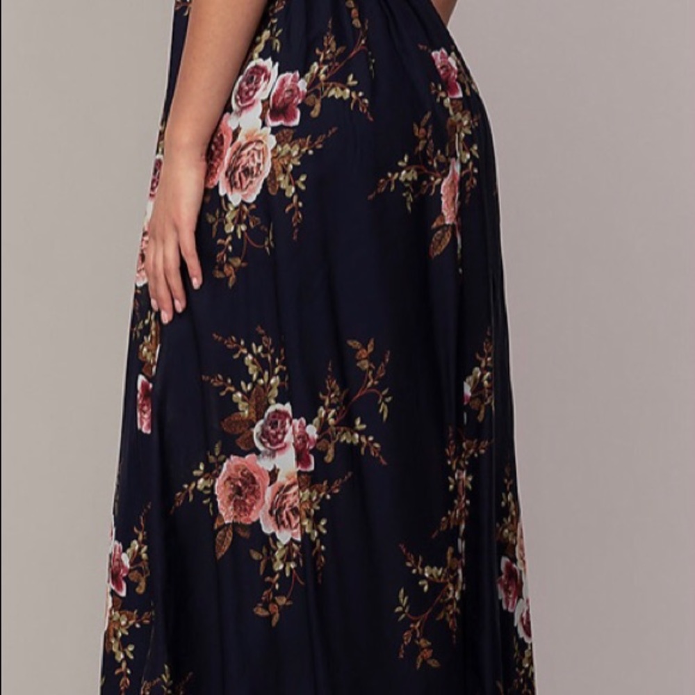 Plunging-V-Neck Floral-Print Prom Dress by Simply - Picture 2 of 3